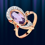 Ring with alexandrite & zirconia. Red gold