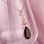 Gold-plated silver necklace with smoky quartz & zirconia