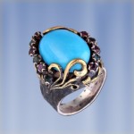 Ring with turquoise. Silver