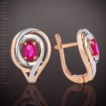 Earrings with ruby ​​corundum. Gold 585°