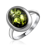 Stříbrný prsten. Zelený jantar