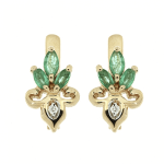 Golden earrings with emeralds and diamonds