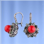 Серьги с кораллом. Серебро