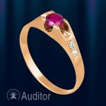 Ring made of 585 red gold with ruby