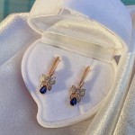 Russian gold 585 earrings with diamonds and sapphires