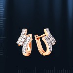 Ρωσικά χρυσά σκουλαρίκια με φιανίτες