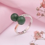 925 silver ring with gold. Nephrite and cubic zirconia