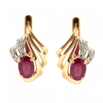 Gold earrings with rubies and diamonds