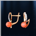 Серьги с кораллом. Биколор