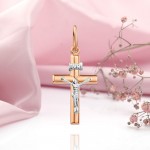 Gyldent kors vedhæng med krucifiks & INRI