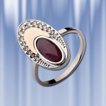 Кольцо с улекситом. Серебряное золото