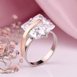 Сребърен пръстен “Фойерверки”. Цирконий и злато