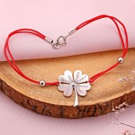 Silber 925 Armband rotes Band