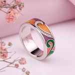 Silver ring with zirconia & colorful enamel