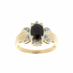 Gold ring with sapphire and diamonds