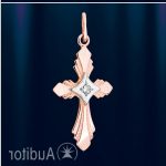 Крестик-кулон с блестящим русским золотом.