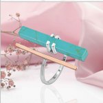 Bague en argent avec turquoise et or