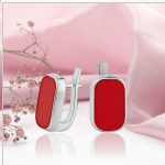 Silver earrings "Passion". coral