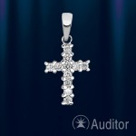 Крест-подвеска из блестящего белого золота