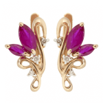 Gold earrings with rubies and diamonds