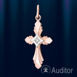 Крестик-кулон с блестящим русским золотом.