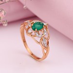 Gouden ring met diamanten en chrysopraas