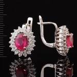 Earrings with diamonds, ruby ​​corundum. Gold 585°