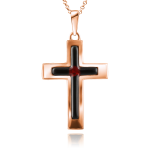 Stříbrný pozlacený přívěsek kříž s jantarem