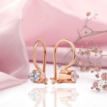 Earrings rose gold 585 children's earrings zircon