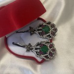 Silver earrings "Zummuruda". Emerald, ruby, cubic zirconia