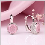 Pembe kuvars ve zirkon taşlı gümüş küpeler