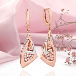 Ohrringe roségold haengend Zirkon Russisches Gold 585