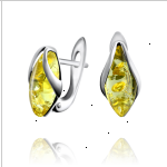 Серебряные серьги. Медовый янтарь