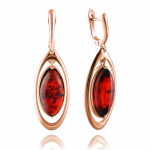 Gold-plated silver earrings with amber
