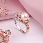 Gold ring made of Russian gold with pearls zirconia