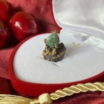 Gold-plated silver ring with chrysoprase & zirconia
