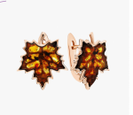 Gold-plated silver earrings "Amber Maple"