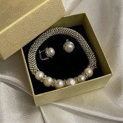 Silberset „Königin der Meere“. Perlen und Zirkonia