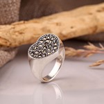 Silver ring “Lady of Hearts”. Marcasite