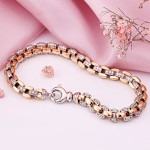 Oro ruso en Alemania 585 pulsera Anker Bicolor Zirconia