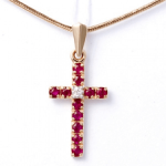 Croix pendentif en or avec rubis et diamant