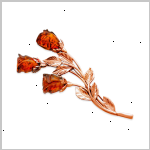 Broche "Roses" en argent plaqué or. ambre