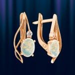 Øredobber russisk gull med opal