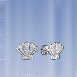 Stud earrings with zircon, silver 925