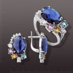 Серебряный комплект с кварцем и фианитами