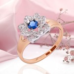 Buy gold ring 585 in Germany with sapphire and diamonds