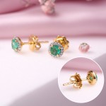 Gianni Lazzaro geelgouden oorknopjes met diamanten en smaragd