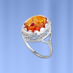 Ring with amber. Silver