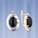 Russian silver and gold earrings with aventurine