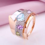 Кольцо с драгоценными камнями. Биколор